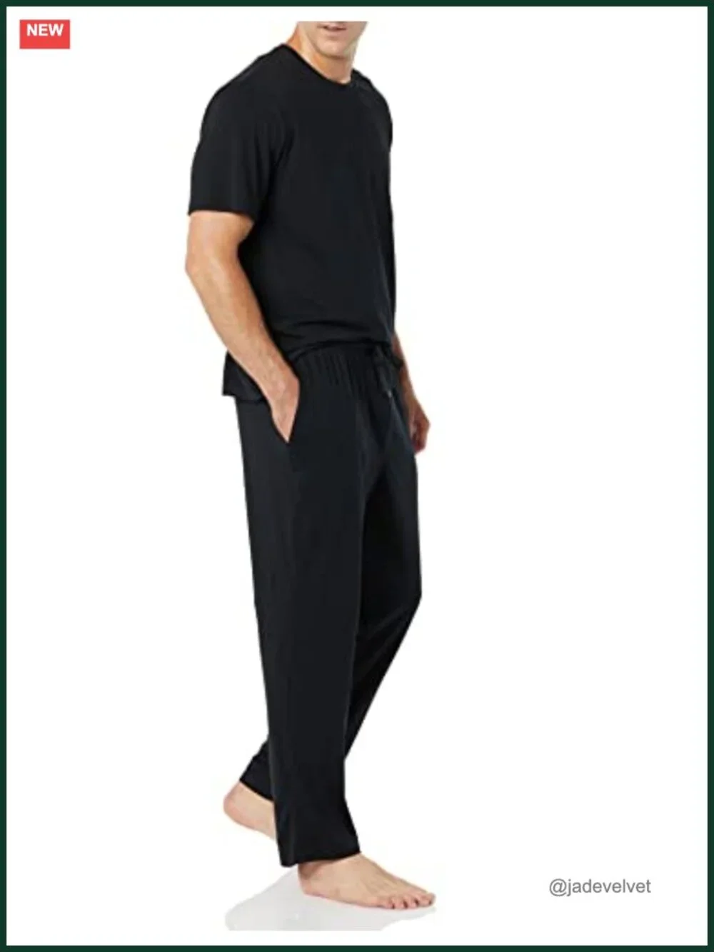 Men's Super Soft Modal Cotton Pajama Set T-Shirt Full-Length Bottoms